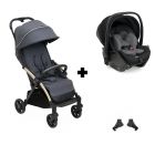 Poussette duo Goody Xplus - Dark shadow + Siège auto First Seat Recline i-Size Black satin