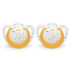 Lot de 2 Sucettes Nuk expert Starline Silicone 6-18m Poussin