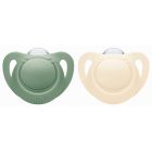 Lot de 2 Sucettes NUK For Nature Silicone 0-6m Vert