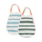 Lot de 2 bavoirs avec élastique Stripes Bleu / Vert