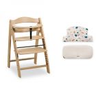 Chaise haute bébé Arketa bois naturel Oak + Coussin Select Jersey beige