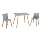 Ensemble table et chaises enfant gris laqué