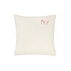 Coussin carré Lin français Greige broderie oiseau