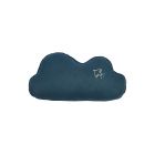 Coussin nuage Lin français Deep Blue broderie oiseau