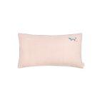 Coussin rectangulaire Lin français Mauve Pink broderie oiseau