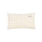 Coussin rectangulaire Lin français Natural Grid broderie oiseau