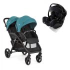 Poussette duo Evalite double Capri + siège auto i-Jemini Eclipse