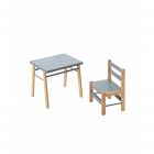 Table enfant Gabriel + Chaise basse Louise Hybride bleu gris