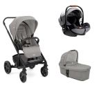 Poussette trio Chrome Pebble + siège auto i-Level Recline Carbon + nacelle Chrome Pebble