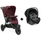 Poussette duo Activ3 Burgundy Powder + siège auto First seat Recline i-Size Black satin