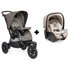 Poussette duo Activ3 Dark Beige + siège auto First seat Recline i-Size Amber glow