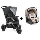 Poussette duo Activ3 Jet Black+ siège auto First seat Recline i-Size Amber glow