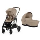 Poussette duo Gazelle S Almond Beige châssis taupe + nacelle