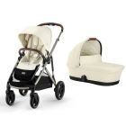 Poussette duo Gazelle S Seashell Beige châssis taupe + nacelle