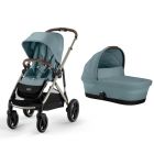 Poussette duo Gazelle S Sky Blue châssis taupe + nacelle