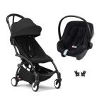 Poussette duo YOYO 3 pack 6+ et siège auto Aton B2 Black - Chassis noir - Noir