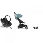 Poussette duo YOYO 3 - Châssis blanc Pack 6+ et siège auto car seat by BeSafe Aqua