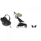 Poussette duo YOYO 3 - Châssis blanc Pack 6+ et siège auto car seat by BeSafe Olive