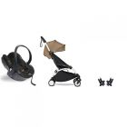 Poussette duo YOYO 3 - Châssis blanc Pack 6+ et siège auto car seat by BeSafe Toffee