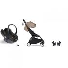 Poussette duo YOYO 3 - Châssis noir Pack 6+ et siège auto car seat by BeSafe Taupe