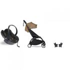 Poussette duo YOYO 3 - Châssis noir Pack 6+ et siège auto car seat by BeSafe Toffee