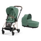 Poussette duo Mios 3 Leaf Green châssis Rose Gold + Nacelle Luxe