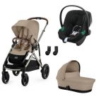 Poussette trio Gazelle S Almond Beige + Siège auto Aton B2 i-Size + Nacelle S