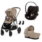 Poussette trio Gazelle S Almond Beige + Siège auto Cloud G i-Size + Nacelle S