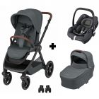 Poussette trio Oxford + siège auto Cabriofix i-Size + nacelle Sense Twillic Graphite