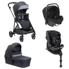 Poussette trio Seety Boston Grey + Siège auto Kory I-Size essential + Nacelle Seety  + Bi-Seat Air i-Size + base 360°