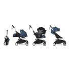 Poussette trio YOYO 3 - Châssis blanc Pack 0+ & 6+ Bleu Air France + siège auto car seat by BeSafe