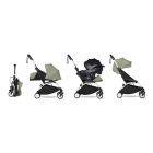 Poussette trio YOYO 3 - Châssis blanc Pack 0+ & 6+ Olive + siège auto car seat by BeSafe