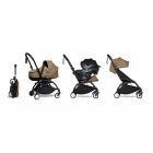 Poussette trio YOYO 3 - Châssis noir Pack 6+ siège auto car seat by Besafe + Nacelle Toffee