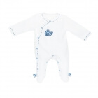 Pyjama bébé blanc 3 mois ouverture côté Blue Baleine