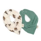 Lot de 2 bavoirs bandana Mael Tigre Sauge