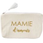 Trousse cadeau zippée en gaze de coton - Ivoire 