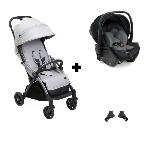 Poussette duo Goody Xplus - Pearl grey + Siège auto First Seat Recline i-Size Black satin