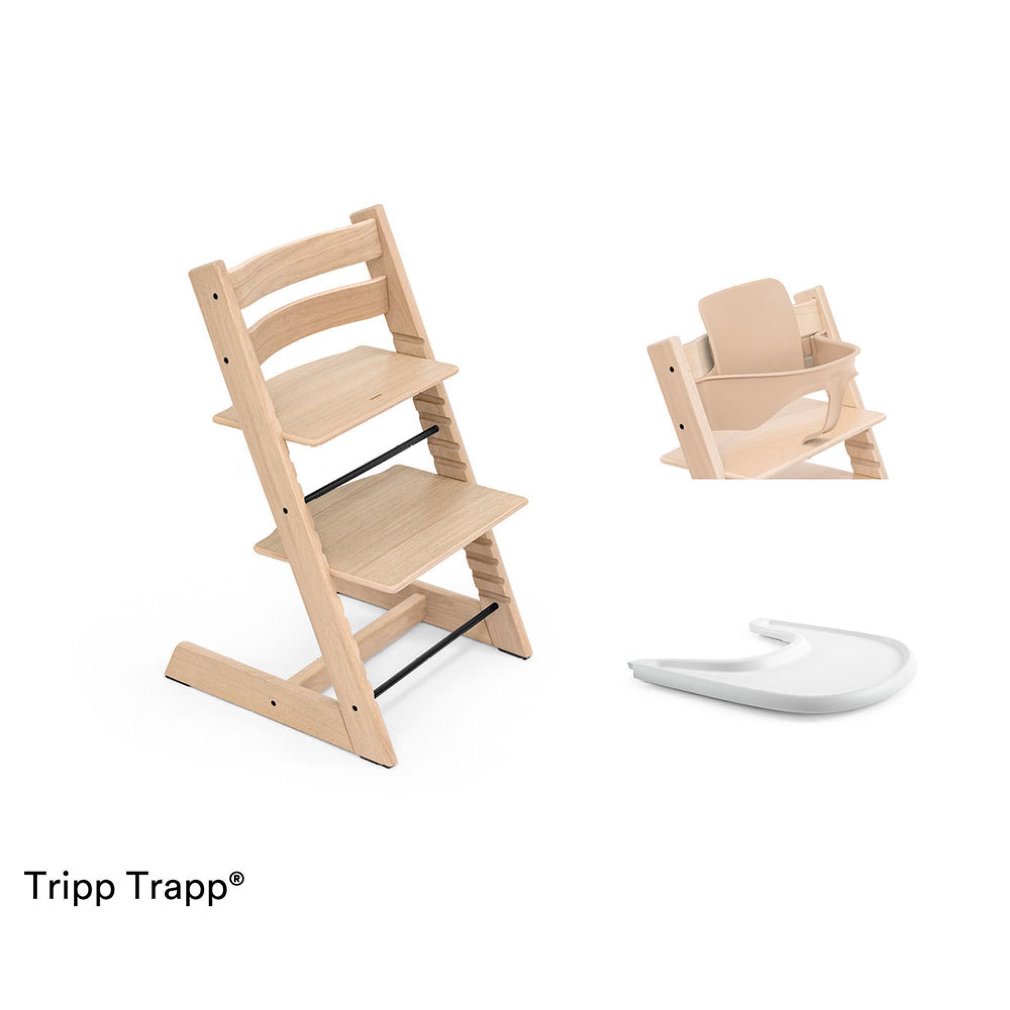 Pack chaise haute Tripp Trapp + baby set + tablette Naturel - Made