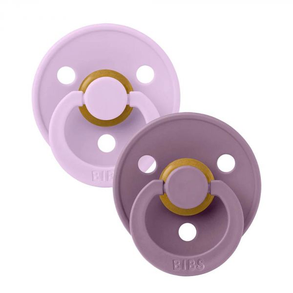 Pack de 2 sucettes Colour Caoutchouc 0-6 mois Violet sky et Mauve