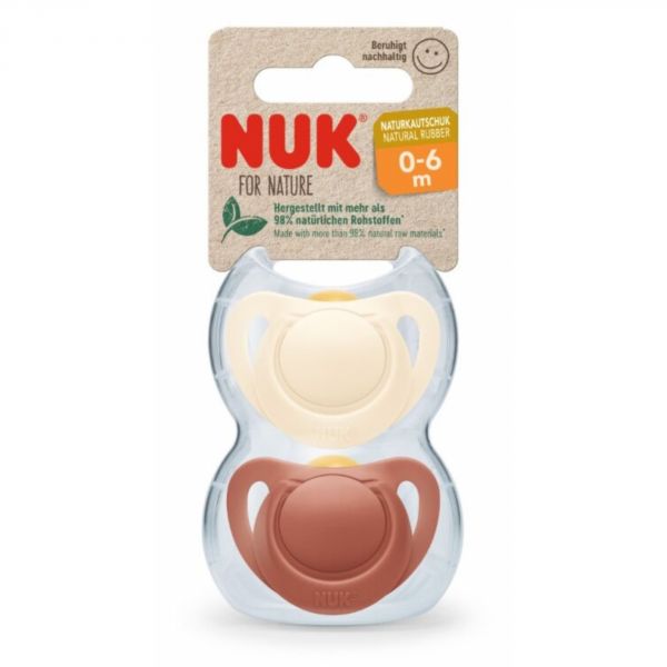 Lot de 2 Sucettes NUK For Nature Latex 0-6m Rouge