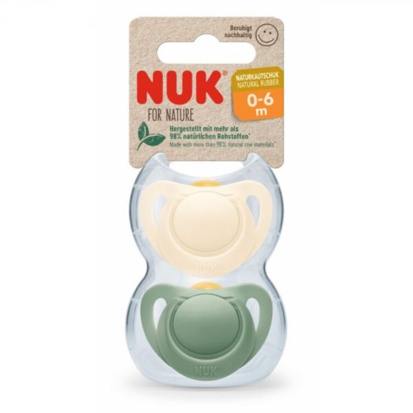 Lot de 2 Sucettes NUK For Nature Latex 0-6m Vert