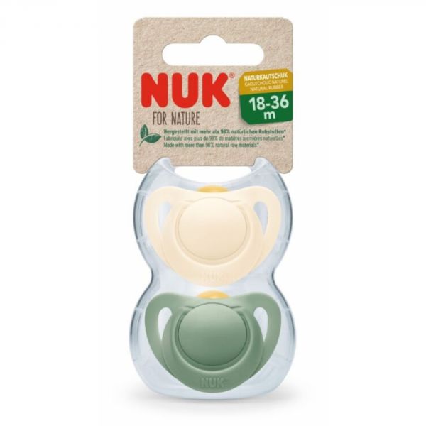 Lot de 2 Sucettes NUK For Nature Latex 18-36m Vert