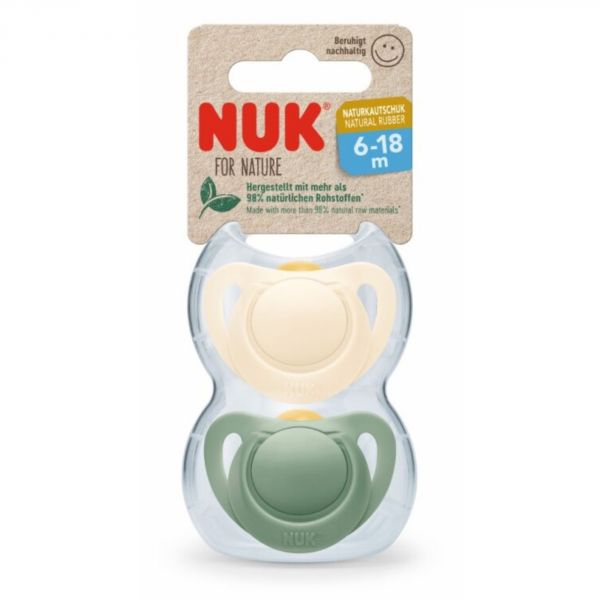 Lot de 2 Sucettes NUK For Nature Latex 6-18m Vert