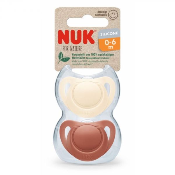 Lot de 2 Sucettes NUK For Nature Silicone 0-6m Rouge