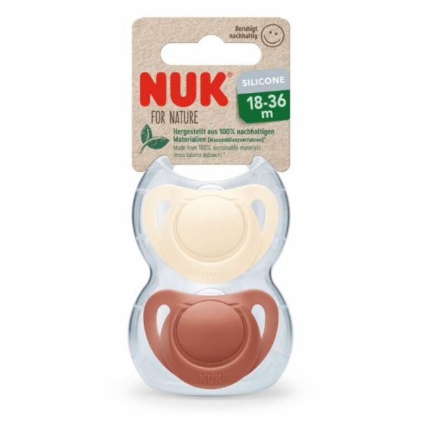 Lot de 2 Sucettes NUK For Nature Silicone 18-36m Rouge