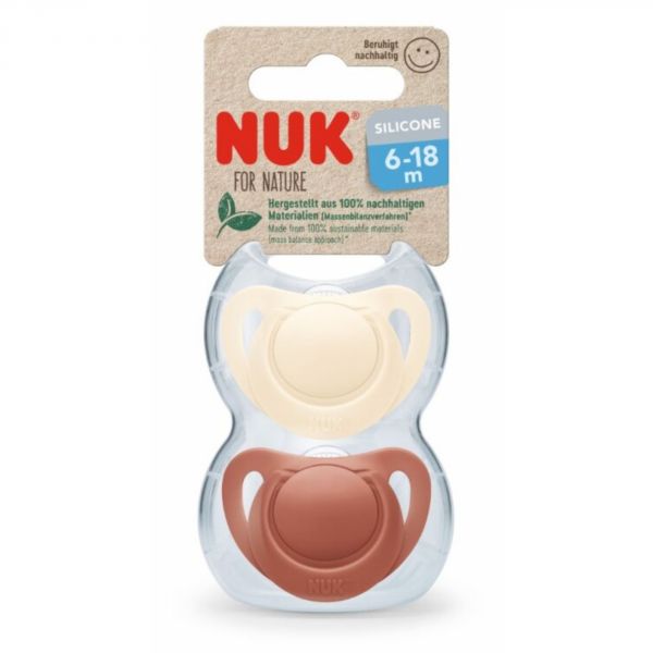 Lot de 2 Sucettes NUK For Nature Silicone 6-18m Rouge