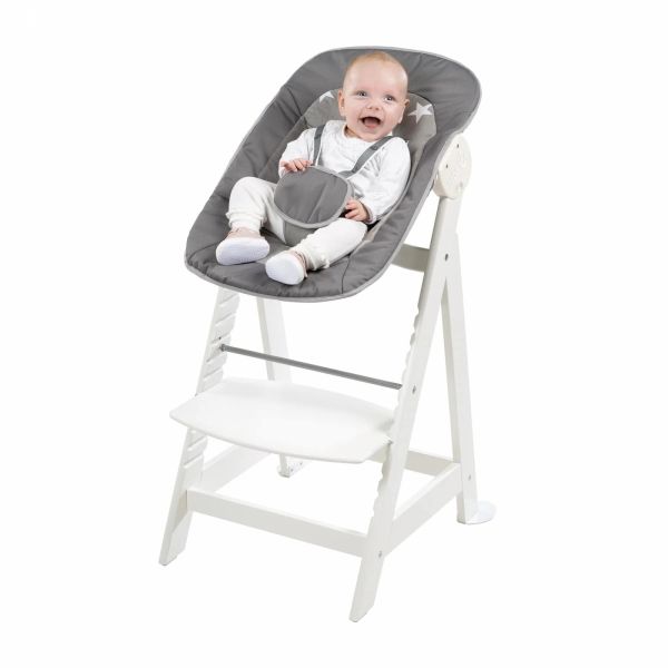 Chaise haute évolutive 2-en-1 Born Up blanc Little Stars