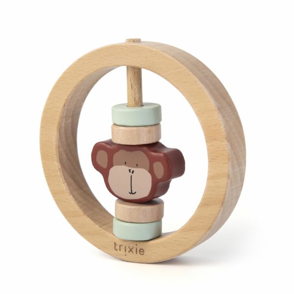 Hochet rond en bois Mr. Monkey