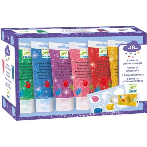 6 tubes de peinture à doigts Paillettes