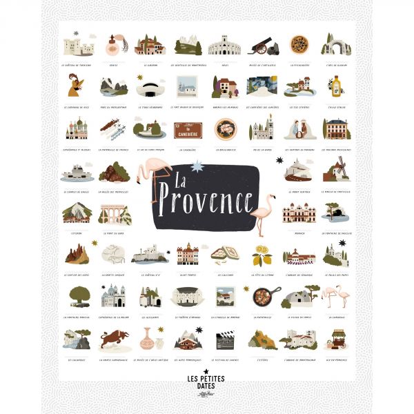 Coffret affiche à tamponner sur la Provence + porte affiche en bois